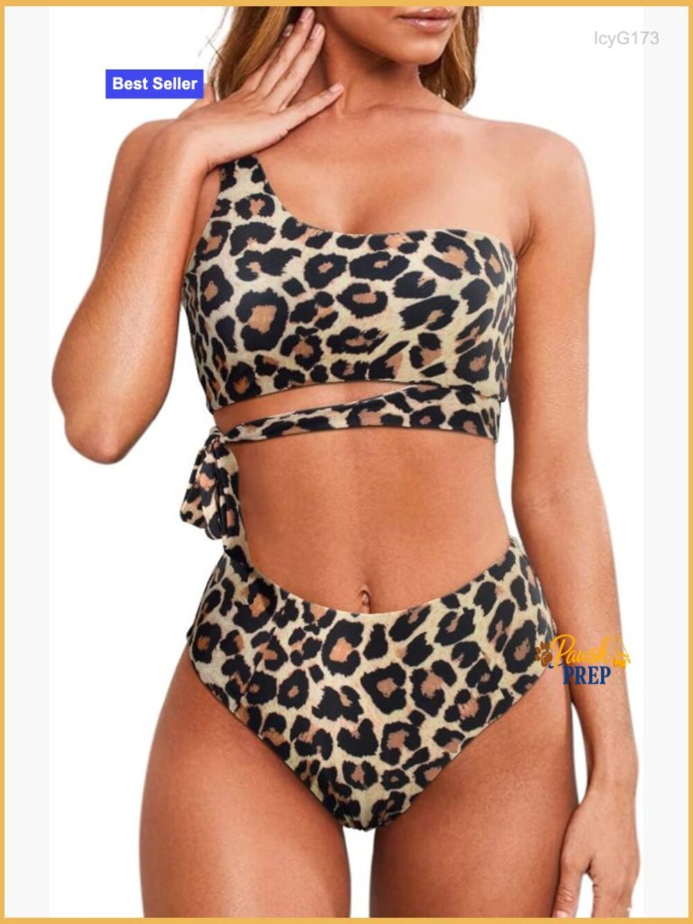 One Shoulder High Waisted Bikini with Tummy Control High Cut